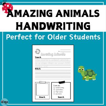 Preview of Amazing Animals Handwriting Practice for Older Students // 50 Worksheets
