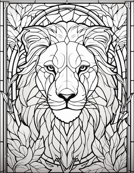 Preview of Amazing Animals Stained Glass Coloring Book| 200 Animals Stained Glass Pages