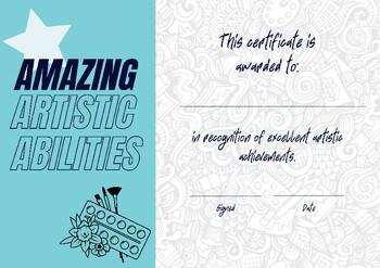 Preview of Amazing Artistic Abilities Award Certificate - Printable