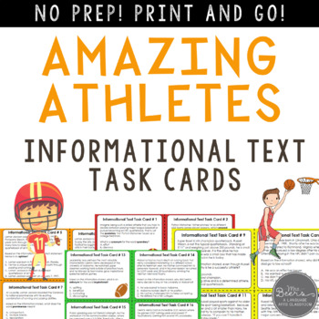 Preview of Amazing Athletes Informational Text Task Cards for Grades 4-8