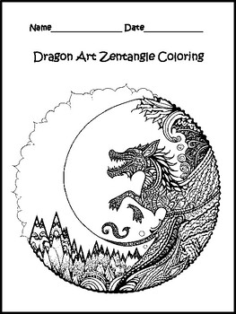 Preview of Amazing Dragon Year 2024 Zentangle Coloring Page - Free