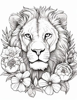 Preview of Amazing Floral Safari Animals Coloring Book | 200 Amazing Floral Safari Animals