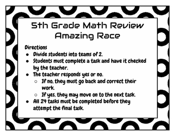 Amazing Race 5th Grade Math Review Game By M Ande Tpt