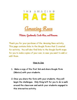 Preview of Amazing Race Interactive Activity-Google Earth