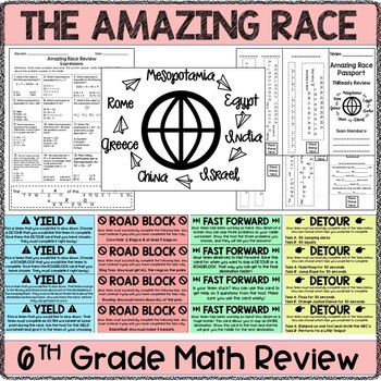 Preview of Amazing Race Math Test Prep Review