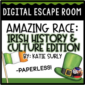 Preview of St. Patrick's Day DIGITAL Escape Room: Irish History Amazing Race Breakout