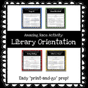 Preview of Amazing Race Style Library Orientation Game for Middle/High School