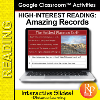 Preview of AMAZING RECORDS!  Hi/Lo Vocabulary - Nonfiction Reading Passages - GOOGLE