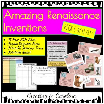 Preview of Amazing Renaissance Inventions Pick 6 Activity