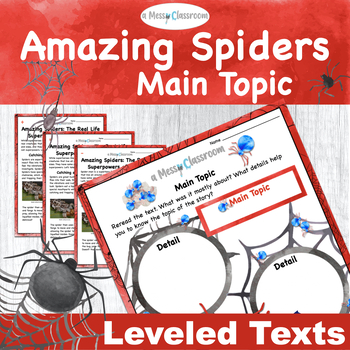 Preview of Amazing Spiders Arachnids Nonfiction Text RI.2.2 Main Topic & Key Details 2nd Gr