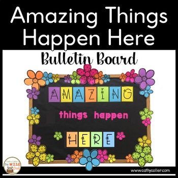 Preview of Test Prep Motivation Amazing Things Happen Here Bulletin Board Growth Mindset