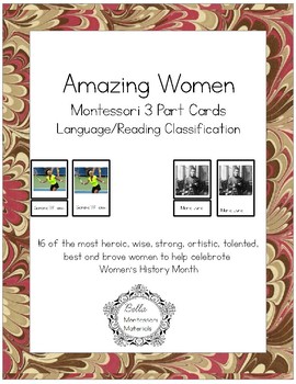 Preview of Amazing Women - Women's History Month - Montessori 3-Part Cards