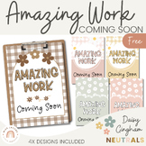 Amazing Work Coming Soon Posters | Daisy Gingham Neutrals 