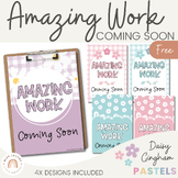 Amazing Work Coming Soon Posters | Daisy Gingham Pastels C