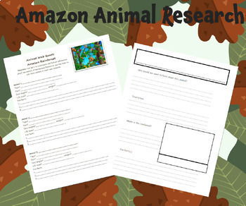 Preview of Amazon Animal Webquest Research