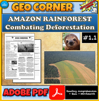 Preview of Amazon Rainforest | Combating Deforestation | Reading Comprehension| Wordsearch