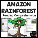 Amazon Rainforest Reading Comprehension Worksheet South Am