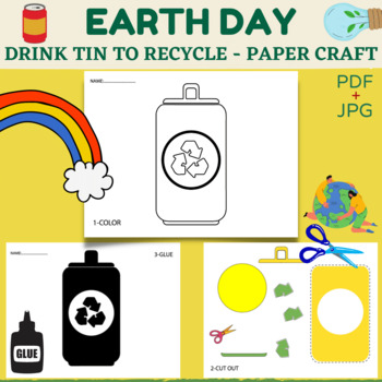 Preview of EARTH DAY Craft Cutting Skills Drink Tin to Recycle - Paper craft