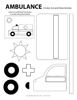 Preview of Ambulance - A Color, Cut and Paste Activity