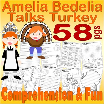 Preview of Amelia Bedelia Talks Turkey Thanksgiving Read Aloud Book Study Companion Reading