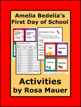 Preview of Amelia Bedelia's First Day of School Questions, Vocabulary, & Sentence Unscrambl