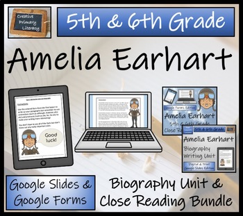 Preview of Amelia Earhart Biography & Close Read Bundle Digital & Print | 5th & 6th Grade