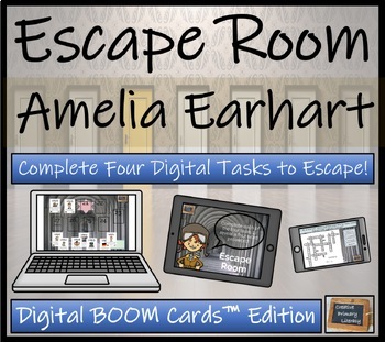 Preview of Amelia Earhart BOOM Cards™  Digital Escape Room Activity