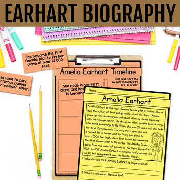 Amelia Earhart Biography Pack by Jessica Tobin - Elementary Nest
