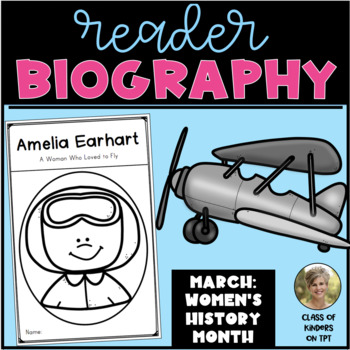 Preview of Amelia Earhart Biography Airplanes Kindergarten & First Grade Women's History