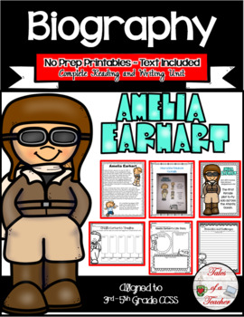 Preview of Amelia Earhart Biography Unit ~ 95 pages!