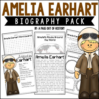 Preview of Amelia Earhart Biography Unit Pack Womens History