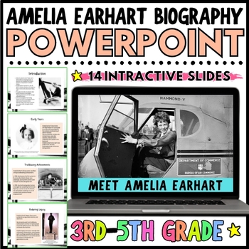 Preview of Amelia Earhart Biography | Women's History No-Prep PowerPoint 3rd 4th 5th Grade