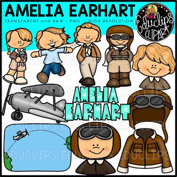 Preview of Amelia Earhart Clip Art Set {Educlips Clipart}