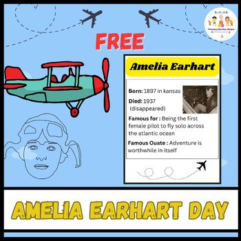 Preview of Amelia Earhart Day  FREE Printables  | Worksheets