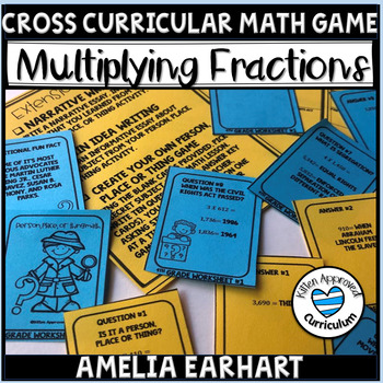 Preview of 5.NF.4 Activities Amelia Earhart Activities Multiply Fractions Game