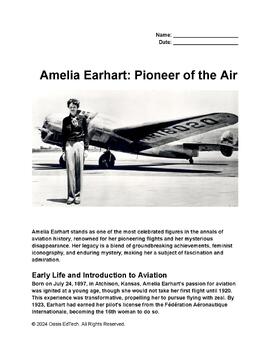 Preview of Amelia Earhart: Pioneer of the Air Worksheet