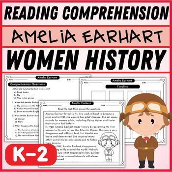 Preview of Amelia Earhart: Reading Comprehension Passage and Timeline Activity (K- 2)