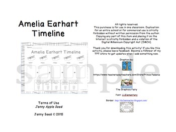 Amelia Earhart Timeline by Jenny Apple Seed | Teachers Pay Teachers