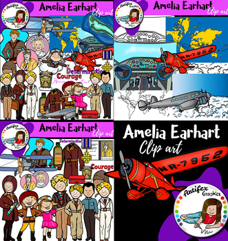 Preview of Amelia Earhart clip art- Big set of 54 items!