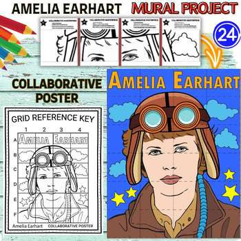 Preview of Amelia Earhart collaboration poster Mural project Women’s History Month Craft