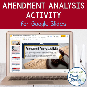 Preview of Amendment Analysis Activity for Google Slides | US Constitution