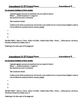 Preview of Amendments 11-27 Project worksheet - one page photo / info summary