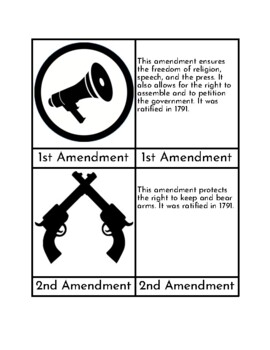Preview of Amendments - Three/Four Part Cards AND FREEBIE QUIZ!!