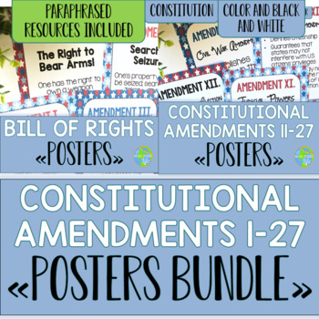 Preview of Amendments of the Constitution Paraphrased Posters BUNDLE