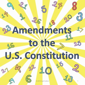 Preview of Amendments to the U.S. Constitution Powerpoint & Student Handout
