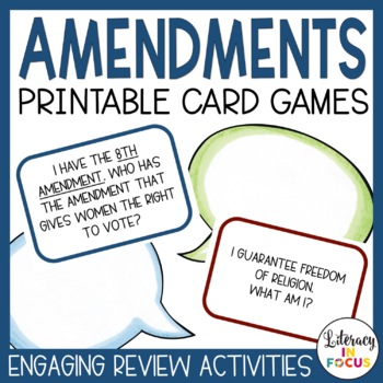 Preview of Amendments to the US Constitution Activities | 27 Amendments Card Games