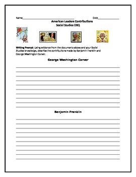 Preview of American Leaders Writing Activity-George Washington Carver & Benjamin Franklin