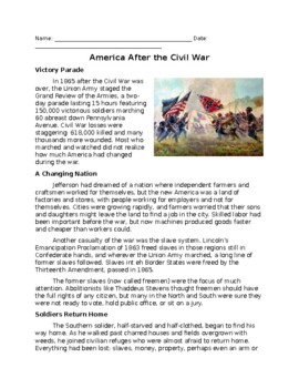 Preview of America After the Civil War