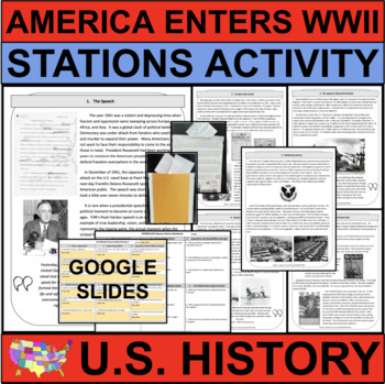 Preview of America Enters World War II WWII U.S. History STATIONS (PDF & GOOGLE)