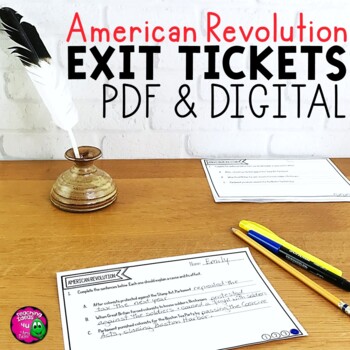 Preview of American Revolution & Revolutionary War Exit Tickets Set - Digital & Printable